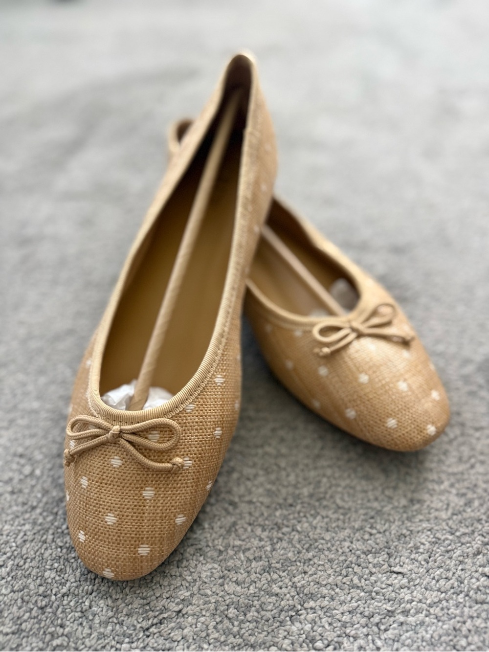 J. Crew Women's Tan Polka Dot Ballet Flats with Bow